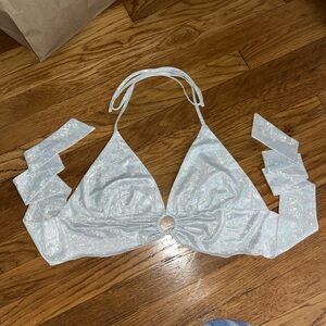 Iridescent White Halter Top